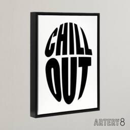 "Artery8 Chill Out Fun Bold Simple Typography Design Black Framed Canvas Art in White - Size: W12"" x H16""" - thumbnail 2