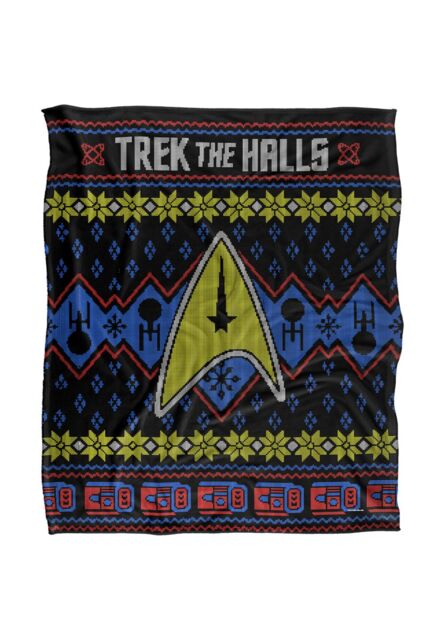 Star Trek The Halls Ugly Christmas Sweater Silky Touch Super Soft Throw Blanket 152 X 127 cm in White - image 1