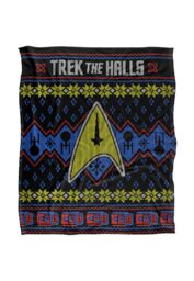 Star Trek The Halls Ugly Christmas Sweater Silky Touch Super Soft Throw Blanket 152 X 127 cm in White - thumbnail 1