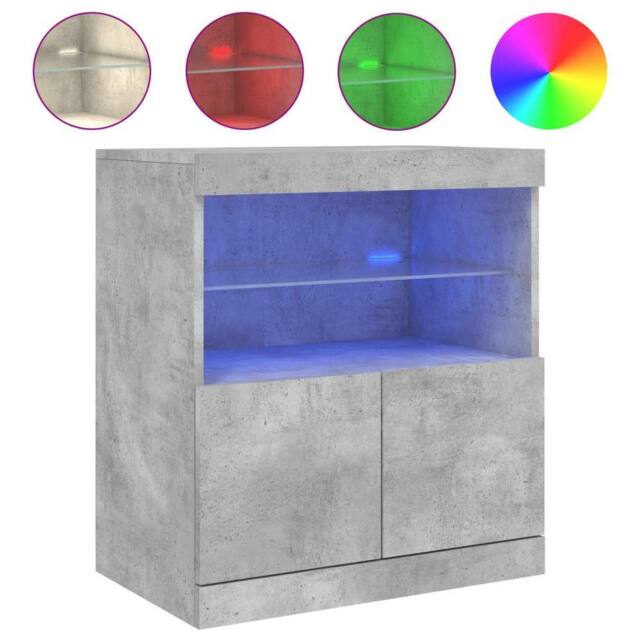 Berkfield Home Sideboard with LED Lights Concrete Grey 60x37x67 cm - Size: 60 x 37 x 67 cm - image 1