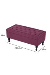 FWStyle Dark Fuchsia Ottoman Storage Bench Padded Buttoned Seat - thumbnail 5