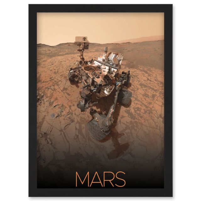 Artery8 NASA Our Solar System Mars Curiosity Rover Self Portrait Artwork Framed Wall Art Print A4 in Black - image 1