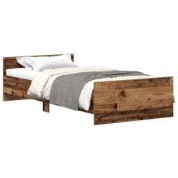 Berkfield Home Bed Frame without Mattress Old Wood 75x190 cm Engineered Wood in Brown - thumbnail 2