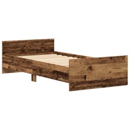Berkfield Home Bed Frame without Mattress Old Wood 75x190 cm Engineered Wood in Brown - thumbnail 4