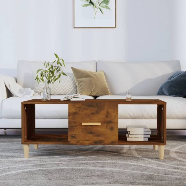 Berkfield Home Coffee Table Smoked Oak 102x50x40 cm Engineered Wood in Brown - Size: 102 x 50 x 40 cm - image 1