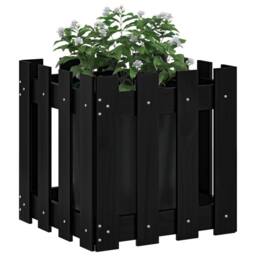 Berkfield Home Garden Planter with Fence Design Black 40x40x40 cm Solid Wood Pine - Size: 40 x 40 x 40 cm - thumbnail 3