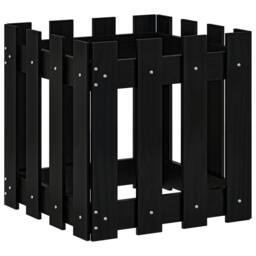 Berkfield Home Garden Planter with Fence Design Black 40x40x40 cm Solid Wood Pine - Size: 40 x 40 x 40 cm