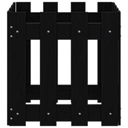 Berkfield Home Garden Planter with Fence Design Black 40x40x40 cm Solid Wood Pine - Size: 40 x 40 x 40 cm - thumbnail 5