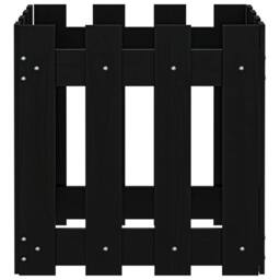 Berkfield Home Garden Planter with Fence Design Black 40x40x40 cm Solid Wood Pine - Size: 40 x 40 x 40 cm - thumbnail 6