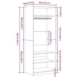 Berkfield Home Black Oak Wardrobe 80 x 50 x 200 cm - Engineered Wood - thumbnail 9