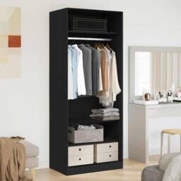 Berkfield Home Black Oak Wardrobe 80 x 50 x 200 cm - Engineered Wood - thumbnail 2
