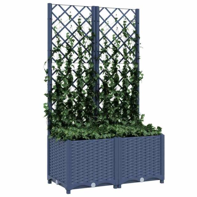 Berkfield Home Garden Planter with Trellis Dark Grey 80x40x136 cm PP in Charcoal - Size: 80 x 40 x 136 cm - image 1