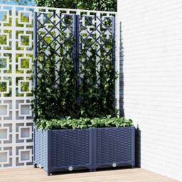 Berkfield Home Garden Planter with Trellis Dark Grey 80x40x136 cm PP in Charcoal - Size: 80 x 40 x 136 cm - thumbnail 2