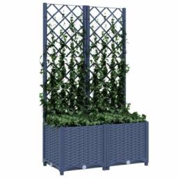 Berkfield Home Garden Planter with Trellis Dark Grey 80x40x136 cm PP in Charcoal - Size: 80 x 40 x 136 cm