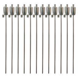 Harbour Housewares 12x Outdoor Flame Torches - Barrel Metal Garden Fire Torch Lighting in Silver - thumbnail 1