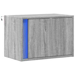 Berkfield Home Wall-mounted Bedside Cabinet with LED Lights Grey Sonoma - thumbnail 3