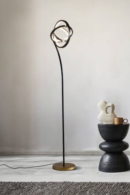 Living and Home Rotating Adjustable LED Floor Lamp with Foot Switch in Black - image 1