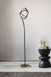 Living and Home Rotating Adjustable LED Floor Lamp with Foot Switch in Black - thumbnail 1