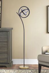 Living and Home Rotating Adjustable LED Floor Lamp with Foot Switch in Black - thumbnail 2