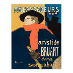 Artery8 Toulouse Lautrec Framed Wall Art Print Ambassadeurs Aristide Bruant in Blue - Size: A4 - thumbnail 3