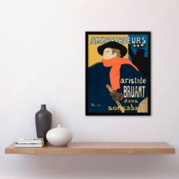 Artery8 Toulouse Lautrec Framed Wall Art Print Ambassadeurs Aristide Bruant in Blue - Size: A4 - thumbnail 2