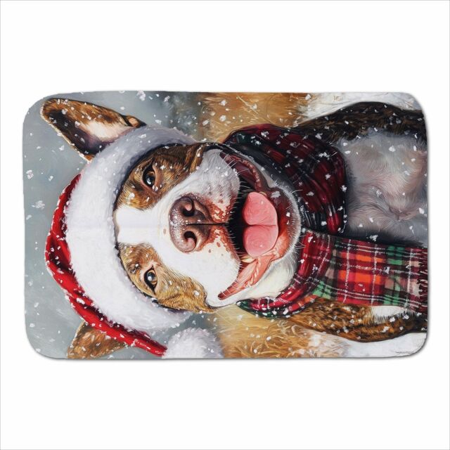 Warren Reed - Designer Snowy Christmas English Bull Terrier Sherpa Blanket - Size: Large - image 1