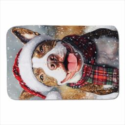 Warren Reed - Designer Snowy Christmas English Bull Terrier Sherpa Blanket - Size: Large - thumbnail 1