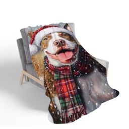 Warren Reed - Designer Snowy Christmas English Bull Terrier Sherpa Blanket - Size: Large - thumbnail 2