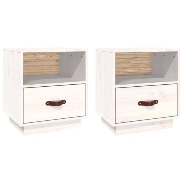 Berkfield Home Bedside Cabinets 2 pcs White 40x34x45 cm Solid Wood Pine - Size: 40 x 34 x 45 cm - image 1
