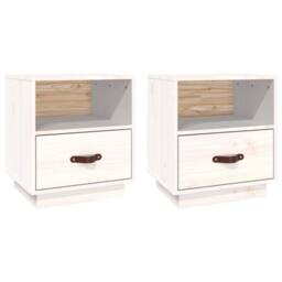 Berkfield Home Bedside Cabinets 2 pcs White 40x34x45 cm Solid Wood Pine - Size: 40 x 34 x 45 cm