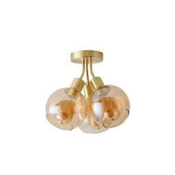 ValueLights Bellamy 3 Way Glass Globe Bubble Cluster Flush Ceiling Light & Bulbs in Gold - thumbnail 6