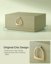 SONGMICS Two Layer Jewellery Box with Handle & Removable Tray in Light Green - thumbnail 3