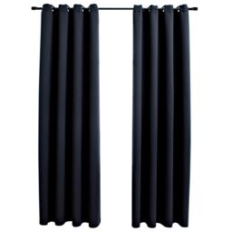 Berkfield Home Blackout Curtains with Metal Rings 2 pcs Black 140x245 cm - thumbnail 2