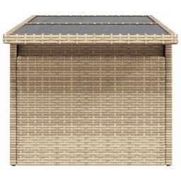 Berkfield Home Garden Table with Glass Top Beige 100x55x73 cm Poly Rattan - Size: 100 x 55 x 73 cm - thumbnail 6