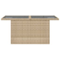 Berkfield Home Garden Table with Glass Top Beige 100x55x73 cm Poly Rattan - Size: 100 x 55 x 73 cm - thumbnail 5