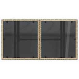 Berkfield Home Garden Table with Glass Top Beige 100x55x73 cm Poly Rattan - Size: 100 x 55 x 73 cm - thumbnail 9