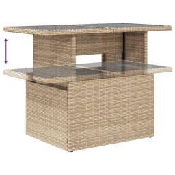 Berkfield Home Garden Table with Glass Top Beige 100x55x73 cm Poly Rattan - Size: 100 x 55 x 73 cm - thumbnail 8