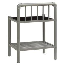Berkfield Home Stylish Bedside Cabinets 2 pcs Grey & Black Metal & Glass - thumbnail 5