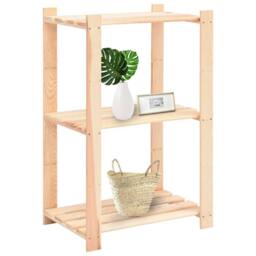 Berkfield Home 3-Tier Storage Rack 60x38x90 cm Solid Pinewood 150 kg in Beige - Size: 60 x 38 x 90 cm