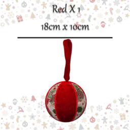 VFM e-Store Christmas Hanging Ball Decoration 18cm x 10cm Red X 1 - Size: 18 cm x 10 cm - thumbnail 2