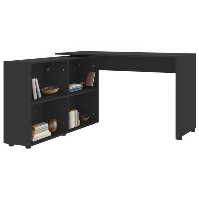NESTLUNE L-Shaped Corner Computer Desk 4 Storage Shelves in Black - Size: 100 cm x 100 cm - image 1
