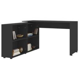 NESTLUNE L-Shaped Corner Computer Desk 4 Storage Shelves in Black - Size: 100 cm x 100 cm - thumbnail 1