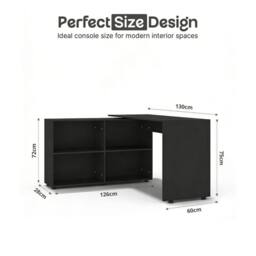 NESTLUNE L-Shaped Corner Computer Desk 4 Storage Shelves in Black - Size: 100 cm x 100 cm - thumbnail 2