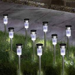 VOGREX 10 Pieces Solar Lights Outdoor Garden Solar Stake lights in Silver - thumbnail 4