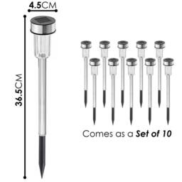 VOGREX 10 Pieces Solar Lights Outdoor Garden Solar Stake lights in Silver - thumbnail 2