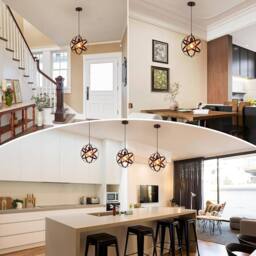 Goeco Vintage Pendant Light, Retro Chandelier Ceiling Lights, E27 Base 30cm in Bronze - thumbnail 4