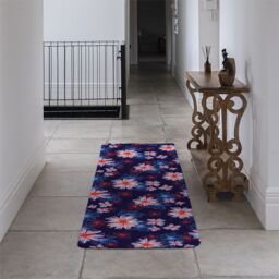 Benjamin Tate Design Red White & Blue Flower Print Runner Rug in Natural - Size: 67 cm x 230 cm - thumbnail 3