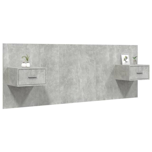 Berkfield Home Classic Bed Headboard with Cabinets Concrete Grey Engineered Wood - image 1