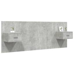 Berkfield Home Classic Bed Headboard with Cabinets Concrete Grey Engineered Wood - thumbnail 1