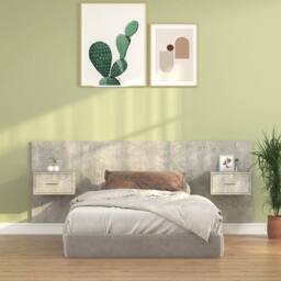 Berkfield Home Classic Bed Headboard with Cabinets Concrete Grey Engineered Wood - thumbnail 2